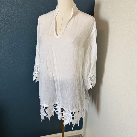 Xamiani Tops - Boho Fairy Ren Faire Tunic Xamiani Embroidered Gauze Top‎ Large White